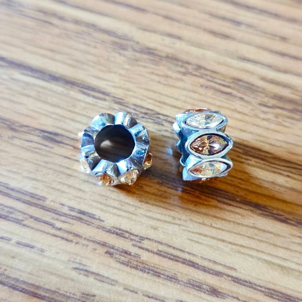 BRIGHTON "Navette" Amber Crystal Charm... Sweet And Sparkly! Set Of Two! - Picture 2 of 3